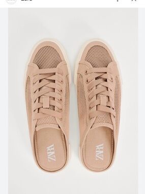 ZARA Dusty Rose Mesh Lace-Up Sneakers